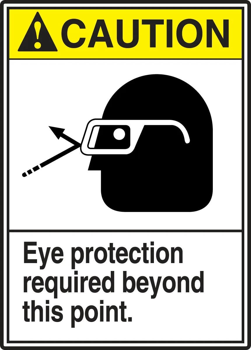 AccuformNMC MRPE603 ANSI Caution Sign, Eye Protection Required Beyond This Point, 14" H x 10" W