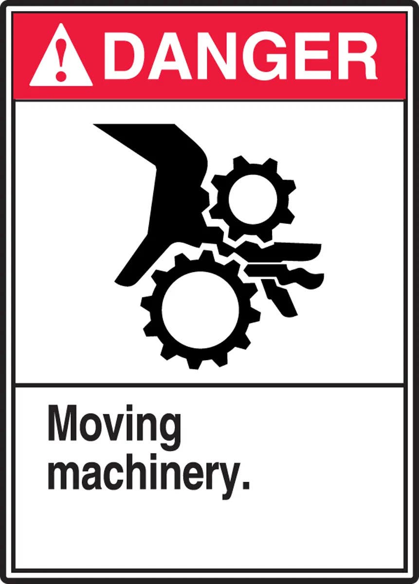 AccuformNMC MRQM108 ANSI Danger Safety Sign, Moving Machinery, 14" H x 10" W