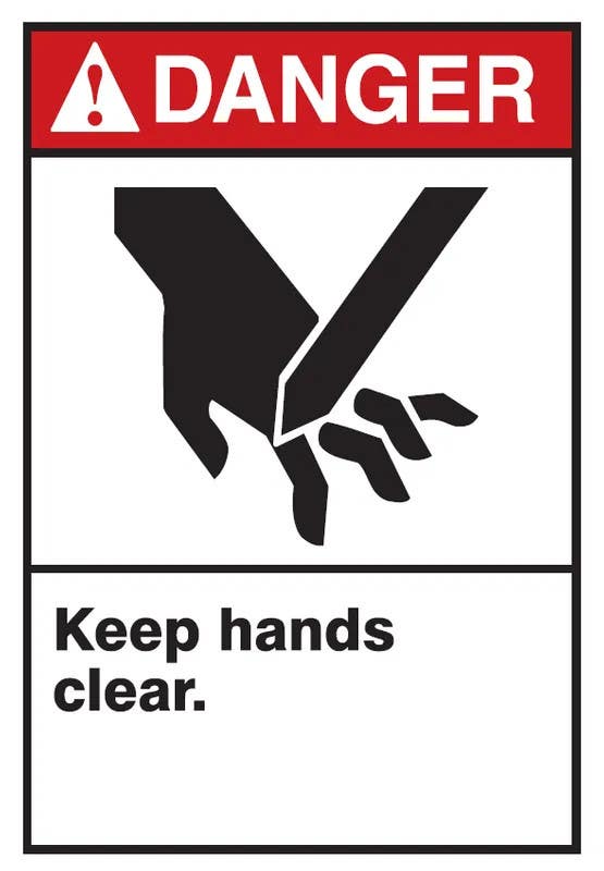 AccuformNMC MRQM120 ANSI Danger Equipment Safety Sign, Keep Hands Clear, 10" H x 7" W