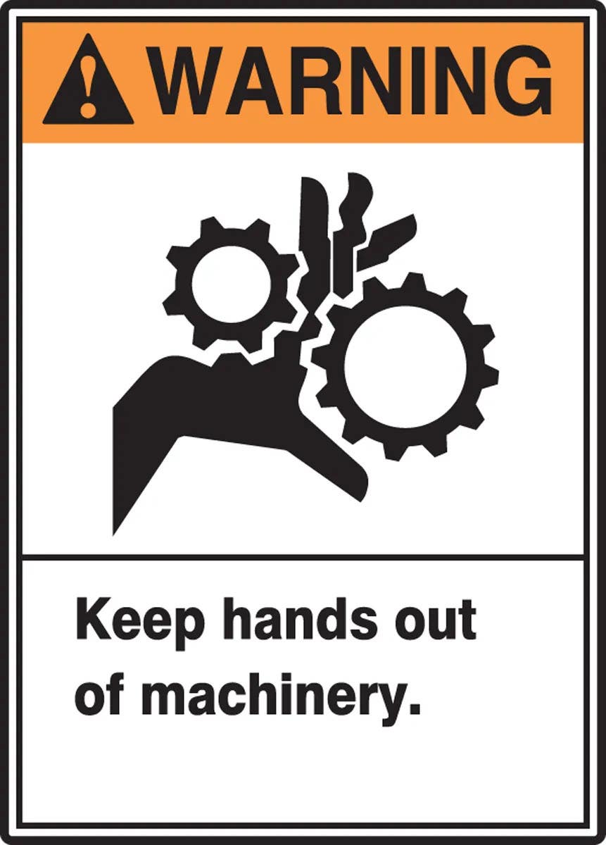 AccuformNMC MRQM30 Warning Safety Sign, Keep Hands Out Of Machinery