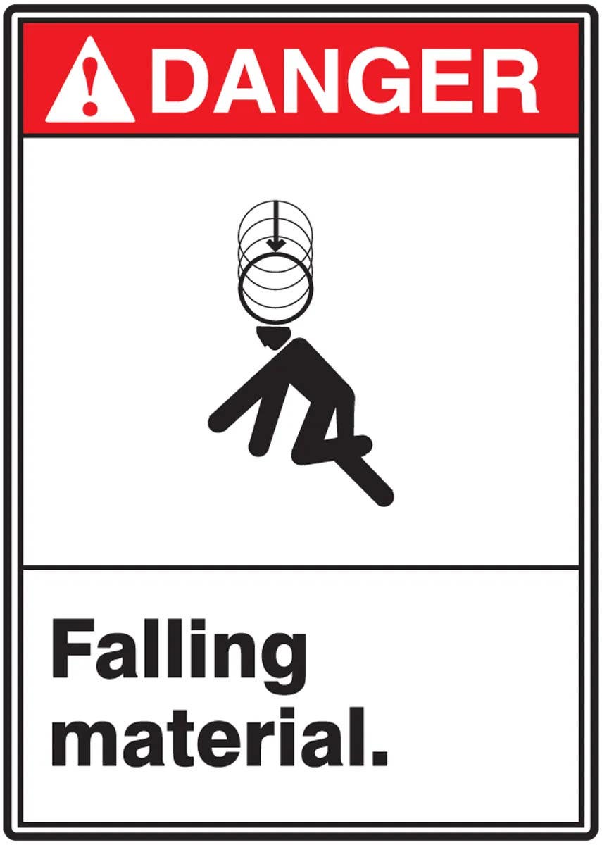AccuformNMC MRRT105 ANSI Danger Safety Sign, Falling Material, 14" H x 10" W