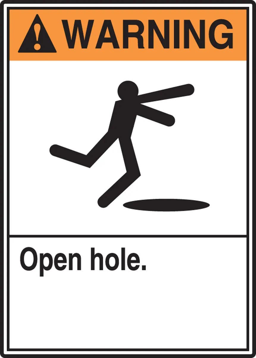 AccuformNMC MRRT303 ANSI Warning Safety Sign, Open Hole, 14" H x 10" W