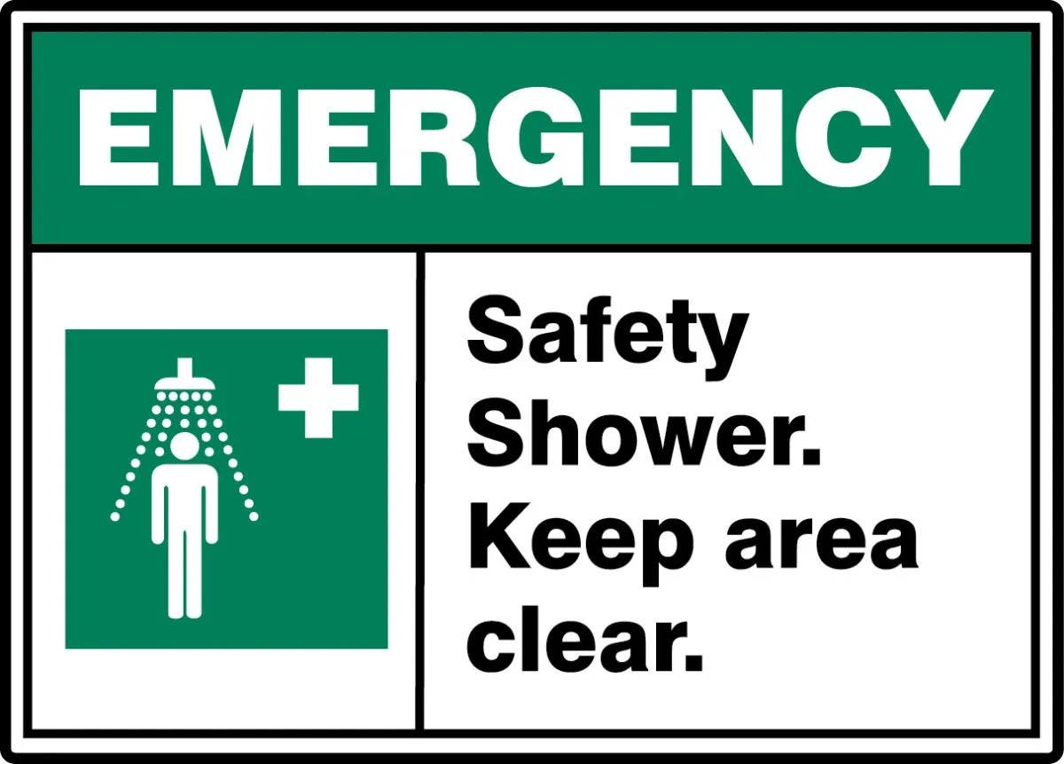 AccuformNMC MRSD91 ANSI ISO Emergency Safety Sign, Safety Shower, Keep Area Clear