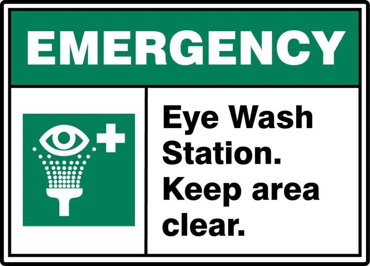 AccuformNMC MRSD91 ANSI ISO Emergency Safety Sign, Eye Wash Station, Keep Area Clear
