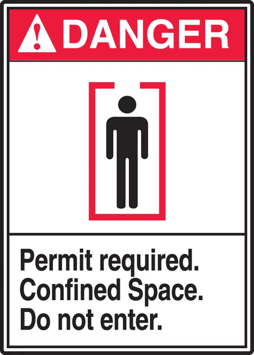 AccuformNMC MRSP105 ANSI Danger Safety Sign, Permit Required, Confined Space, Do Not Enter, 14" H x 10" W
