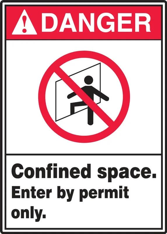 AccuformNMC MRSP111 ANSI Danger Safety Sign, Danger Confined Space, Enter By Pernit Only, 14" H x 10" W