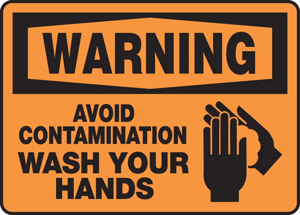 AccuformNMC MRST300 OSHA Warning Safety Sign, Avoid Contamination, Wash Your Hands, 10" H x 14" W