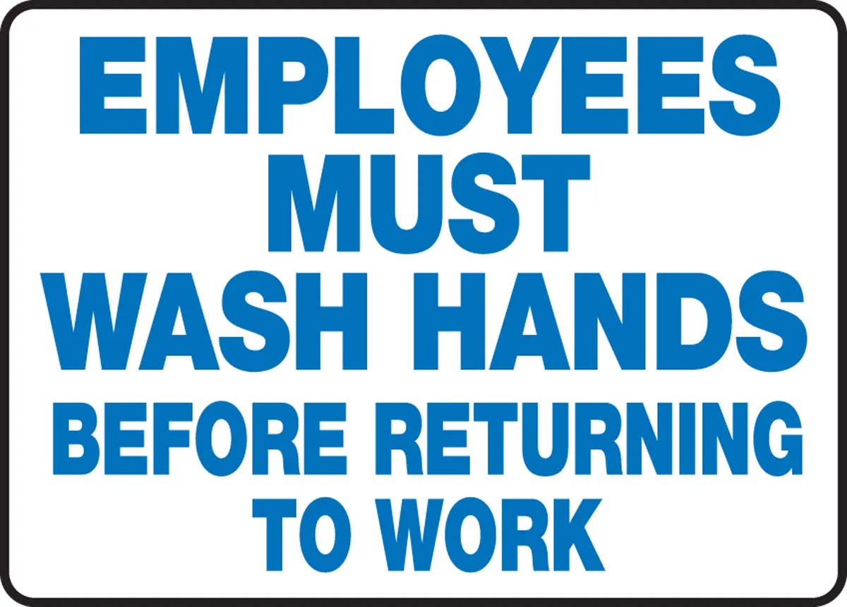 AccuformNMC MRST500 Safety Sign, Employees Must Wash Hands Before Returning To Work, 10" H x 14" W