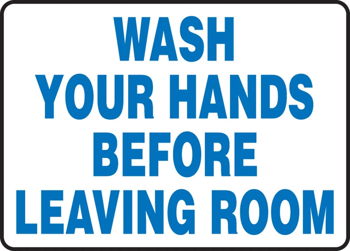 AccuformNMC MRST510 Safety Sign, Wash Your Hands Before Leaving Room, 10" H x 14" W