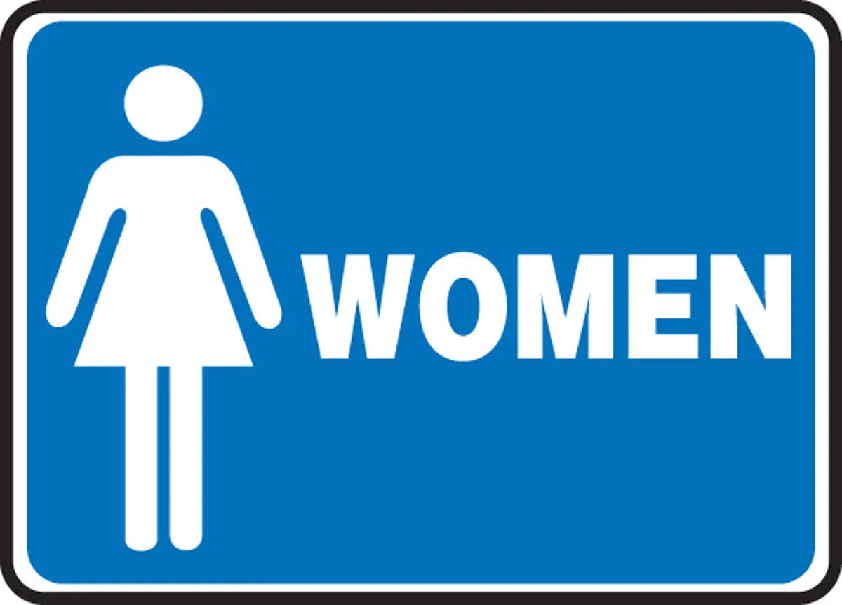 AccuformNMC MRST5 Restroom Sign, Women (Graphic) (Blue Background)