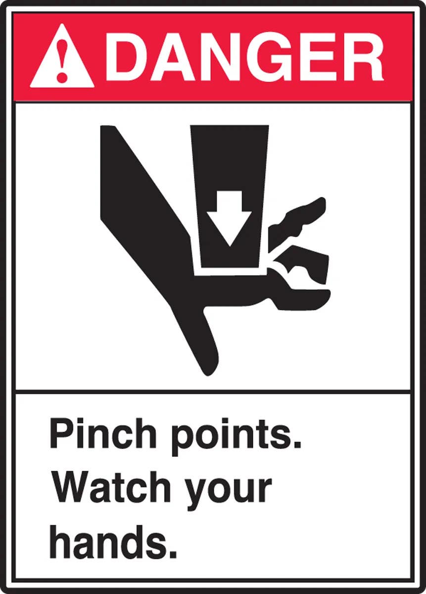 AccuformNMC MRQM00 ANSI Danger Equipment Label, Pinch Points, Watch Your Hands