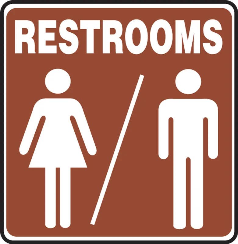 AccuformNMC MRST553 Restroom Sign, (Men And Women Graphic), (Brown Background), 10" x 10"