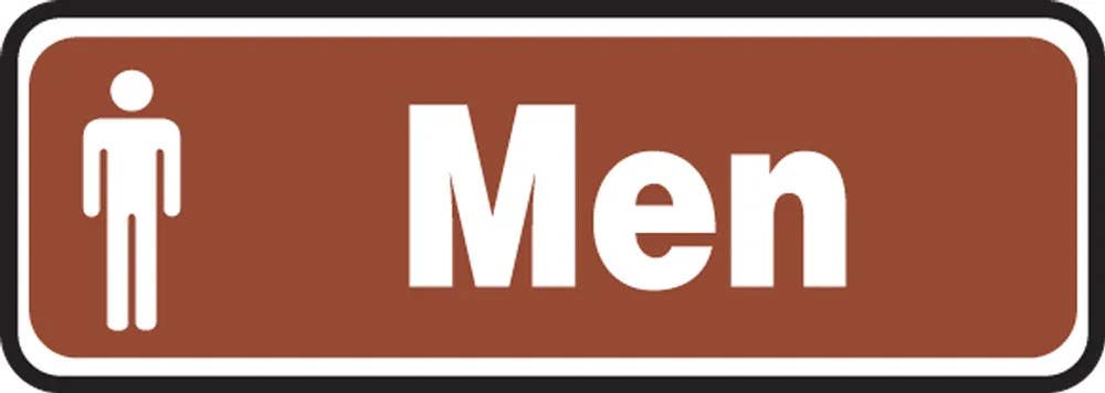 AccuformNMC MRST556 Restroom Sign, Men, (Brown Background), 3" H x 10" W