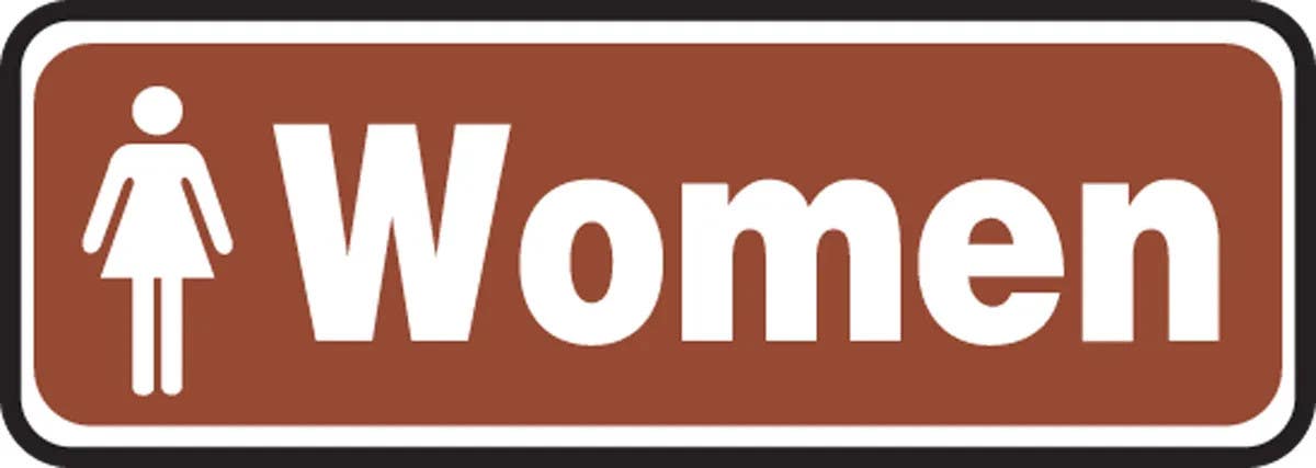 AccuformNMC MRST558 Restroom Sign, Women, (Brown Background), 3" H x 10" W