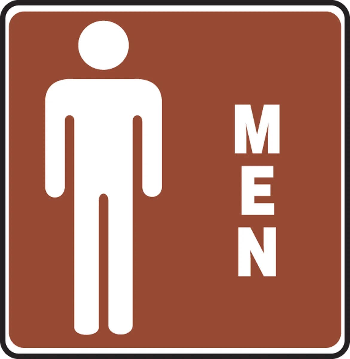 AccuformNMC MRST572 Restroom Sign, Men (Graphic), (Brown Background), 10" x 10"
