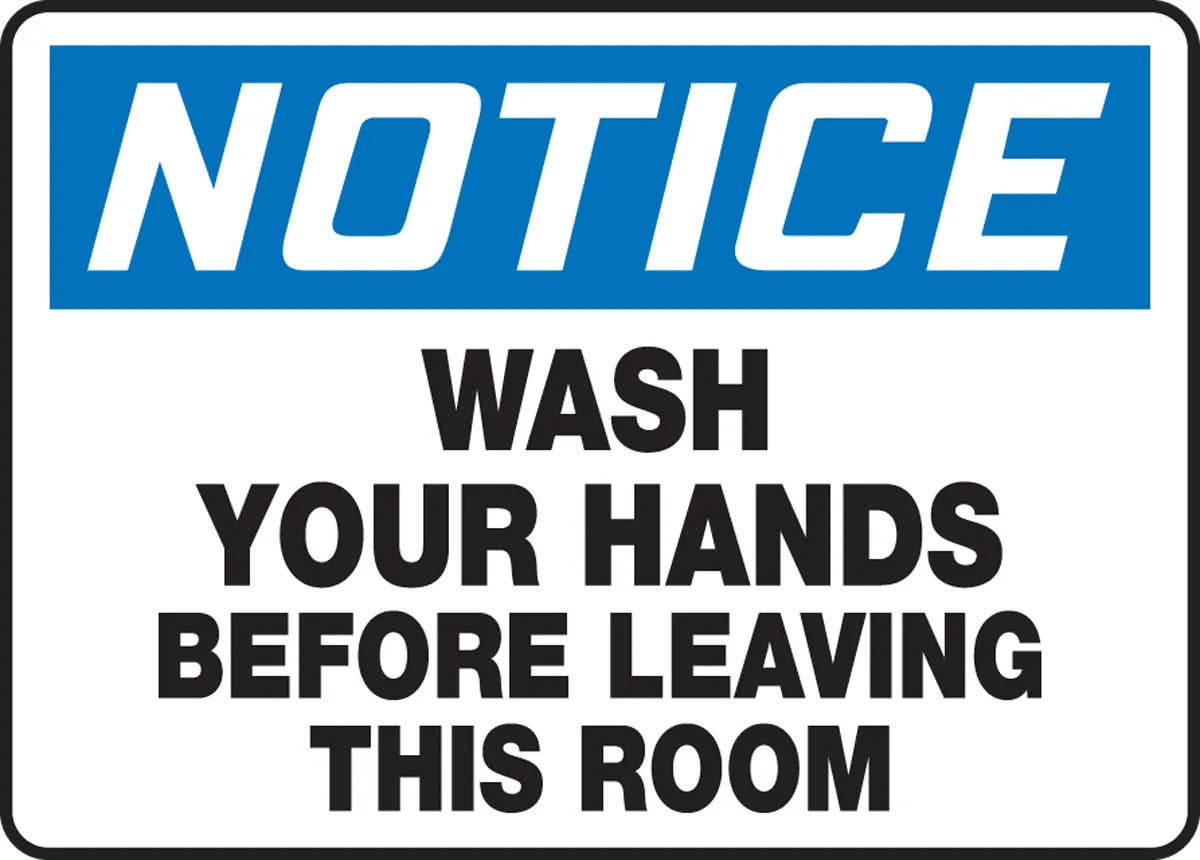 AccuformNMC MRST8 OSHA Notice Safety Sign, Wash Your Hands Before Leaving This Room