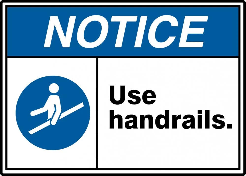 AccuformNMC MRST8 ANSI ISO Notice Safety Sign, Use Handrails
