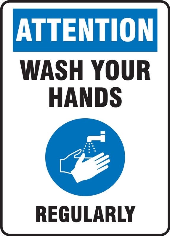AccuformNMC MRST9 Safety Sign, Attention Wash Your Hands Regularly