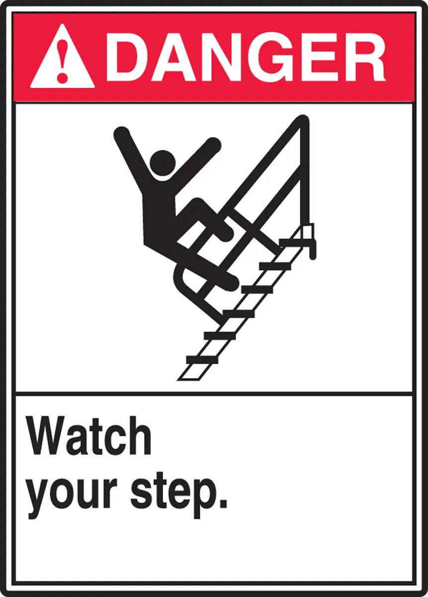 AccuformNMC MRTF101 ANSI Danger Safety Sign, Watch Your Step, 14" H x 10" W
