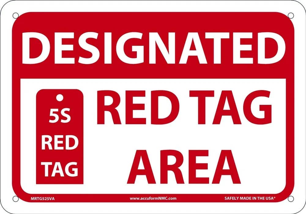 AccuformNMC MRTG52 Red Tag Sign, Designated Red Tag Area