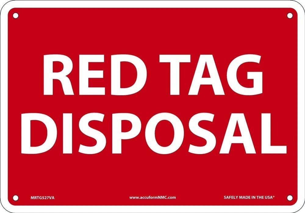 AccuformNMC MRTG5 Red Tag Sign, Red Tag Disposal