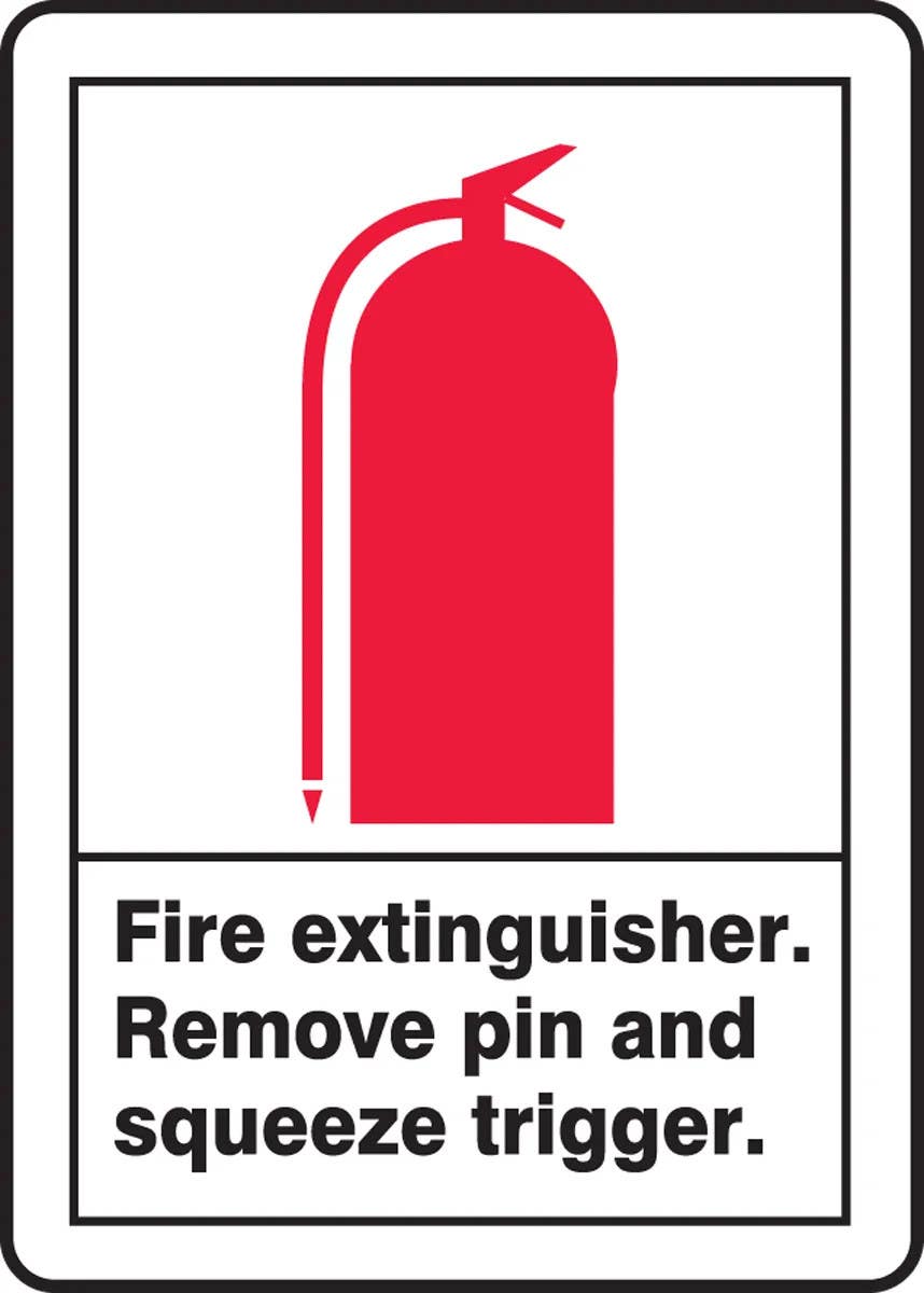 AccuformNMC MRXG50 ANSI Safety Sign, (Graphic) Fire Extinguisher, Remove Pin And Squeeze Trigger