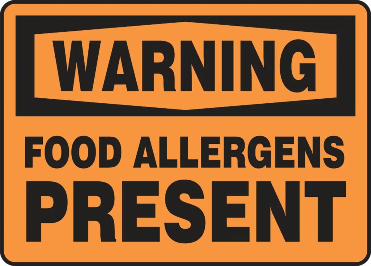 AccuformNMC MSFA30 OSHA Warning Safety Sign, Food Allergens Present