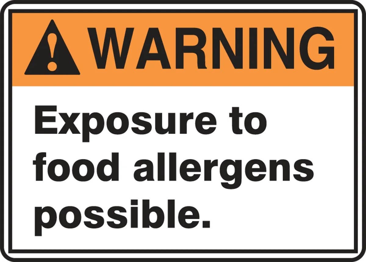 AccuformNMC MSFA30 ANSI Warning Safety Sign, Exposure To Food Allergens Possible