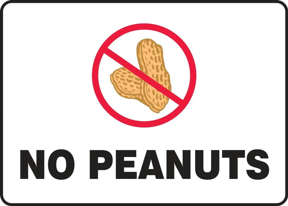 AccuformNMC MSFA51 Safety Sign, No Peanuts