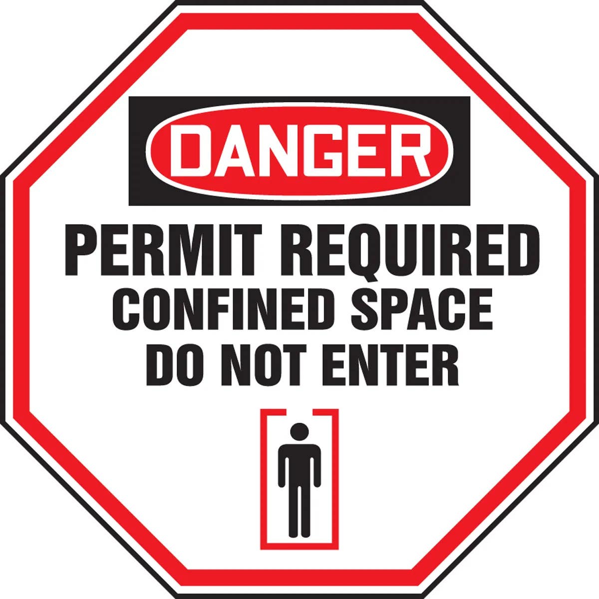 AccuformNMC MSHP1 OSHA Danger Safety Sign, Permit Required Confined Space, Do Not Enter, Octagon