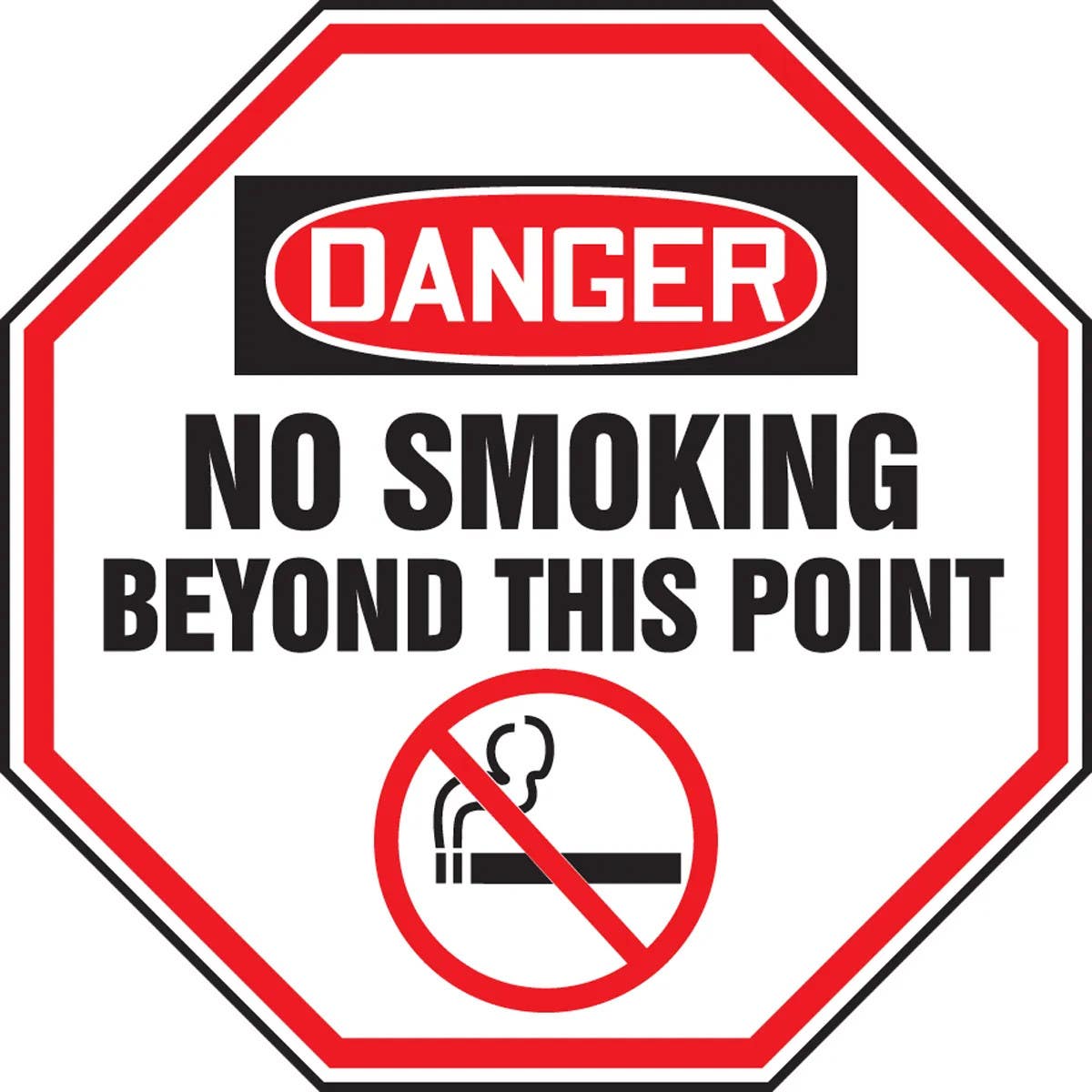 AccuformNMC MSHP1 OSHA Danger Safety Sign, No Smoking Beyond This Point, Octagon