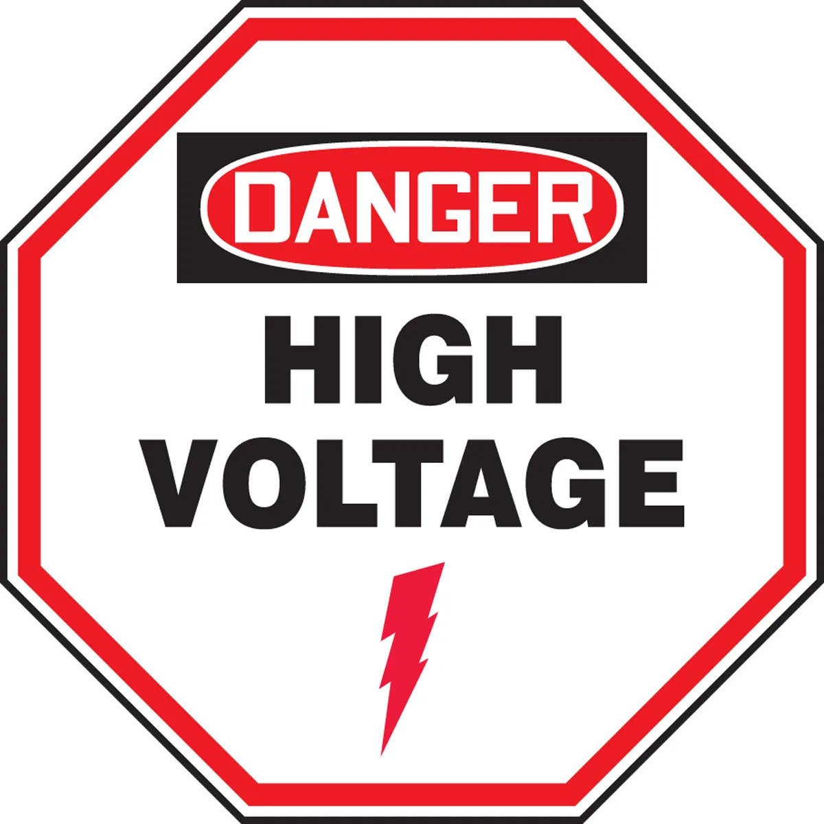 AccuformNMC MSHP1 OSHA Danger Safety Sign, High Voltage, Octagon