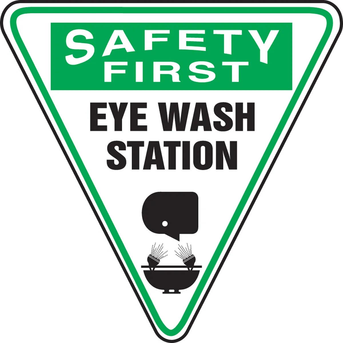 AccuformNMC MSHP9 OSHA Safety First Safety Sign, Eye Wash Station (Upside Down Triangle)