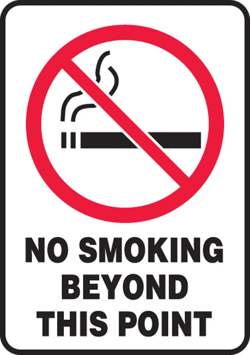 AccuformNMC MSMG514 Smoking Control Sign, No Smoking Beyond This Point, 10" H x 7" W
