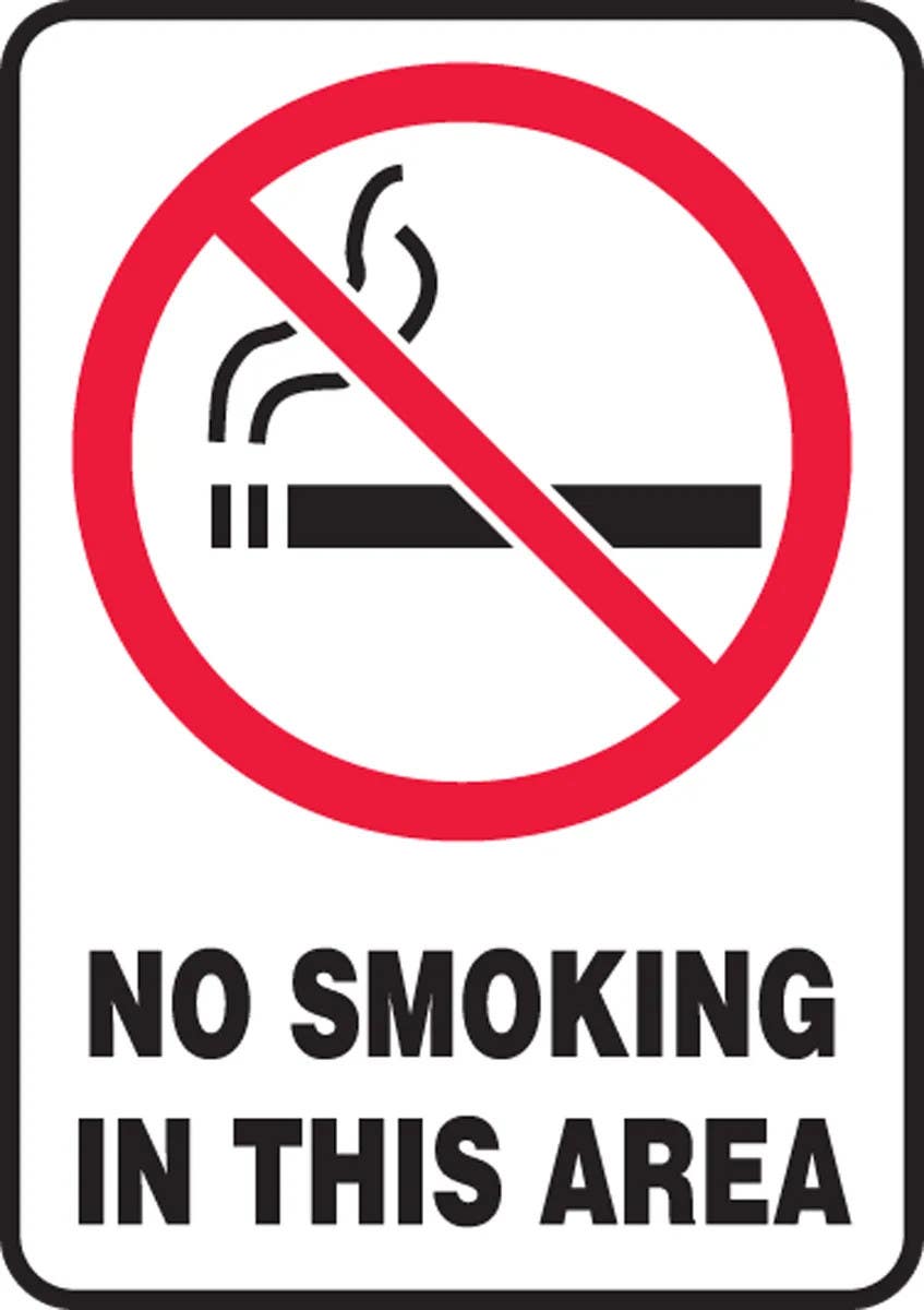 AccuformNMC MSMG515 Smoking Control Sign, No Smoking In This Area, 10" H x 7" W