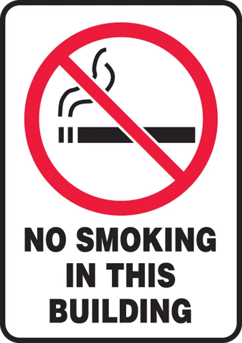 AccuformNMC MSMG516 Smoking Control Sign, No Smoking In This Building, 10" H x 7" W