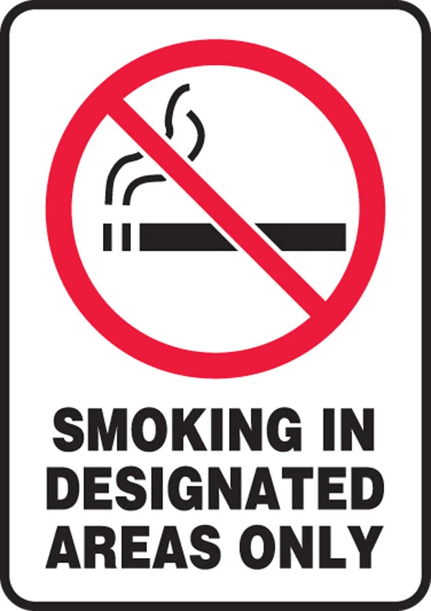 AccuformNMC MSMG518 Smoking Control Sign, Smoking In Designated Areas Only, 10" H x 7" W