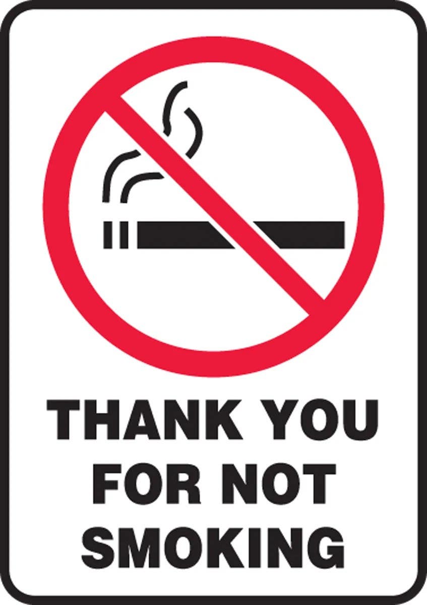AccuformNMC MSMG519 Smoking Control Sign, Thank You For Not Smoking, 10" H x 7" W