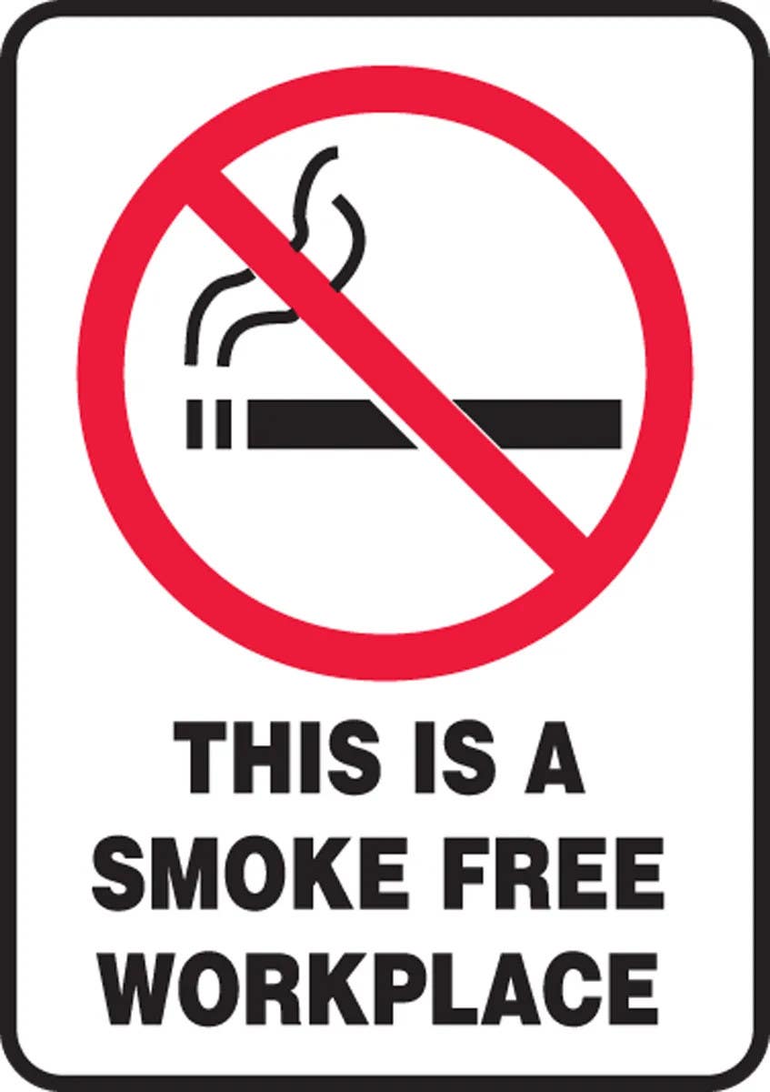AccuformNMC MSMG521 Smoking Control Sign, This Is A Smoke Free Workplace, 10" H x 7" W