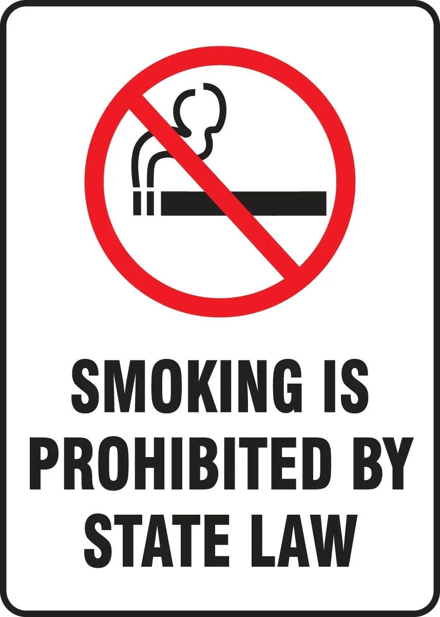 AccuformNMC MSMG538 State Specific Smoking Sign, Smoking Is Prohibited By State Law, 14" H x 10" W
