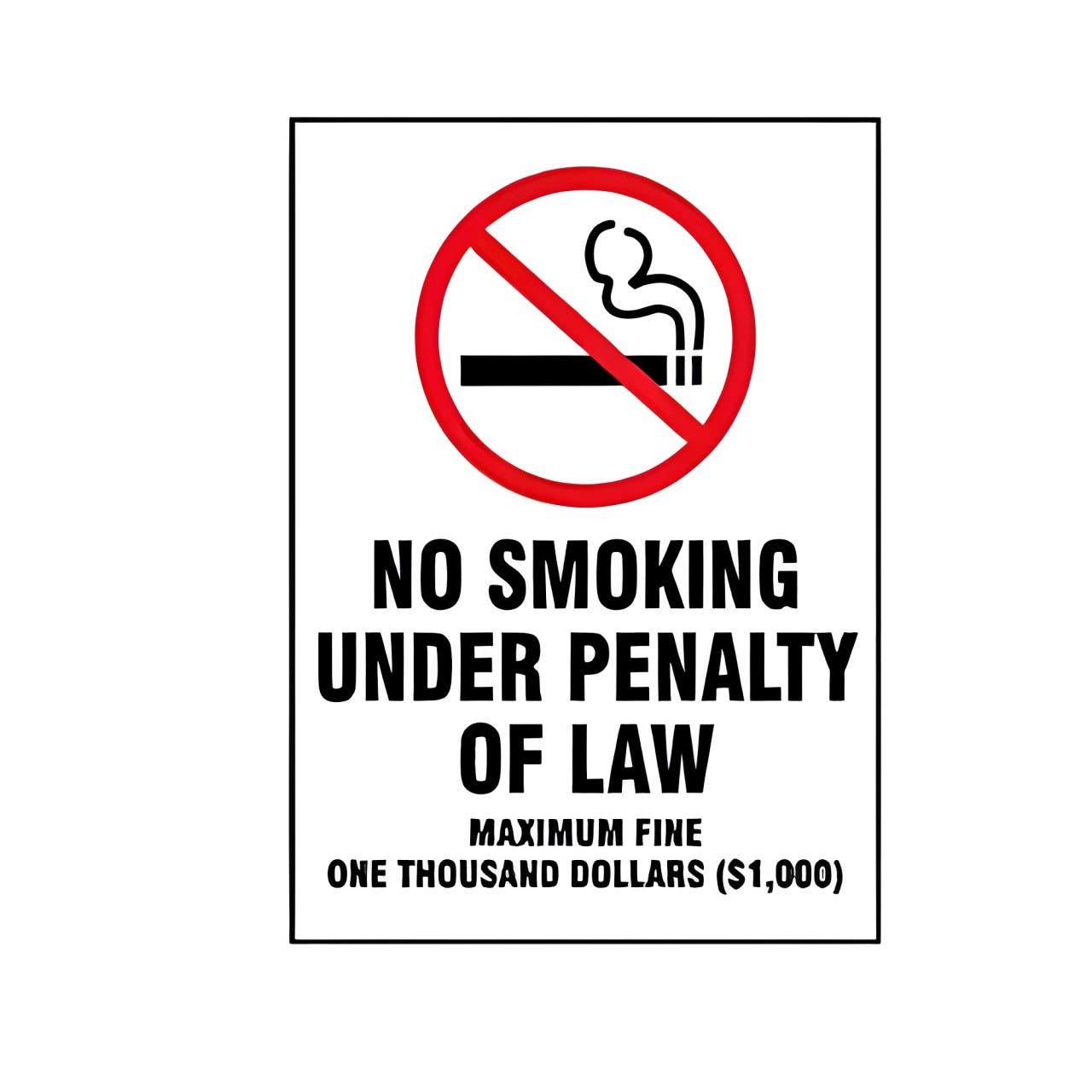 AccuformNMC MSMG546 Smoking Control Sign, No Smoking Under Penalty Of Law, Maximum Fine..., 14" H x 10" W