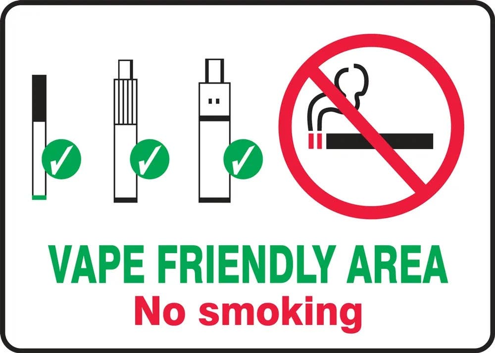AccuformNMC MSMG901 No Smoking Sign, Vape Friendly Area, No Smoking, 10" H x 14" W