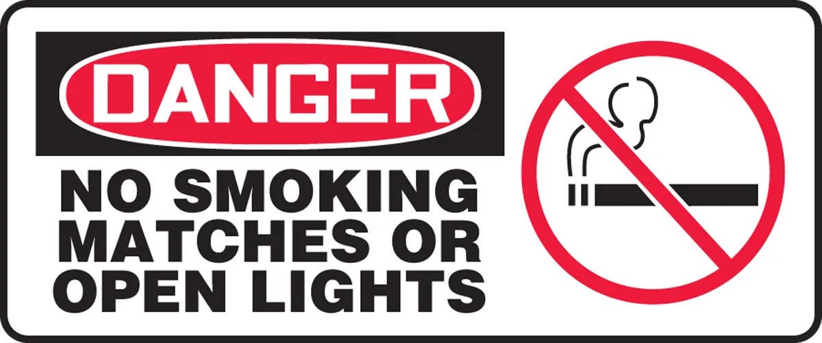 AccuformNMC MSMK021 Smoking Control Sign, No Smoking Matches Or Open Lights, 7" H x 17" W