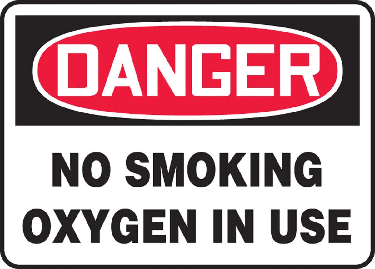 AccuformNMC MSMK041 OSHA Danger Safety Sign, No Smoking, Oxygen Is In Use, 10" H x 14" W