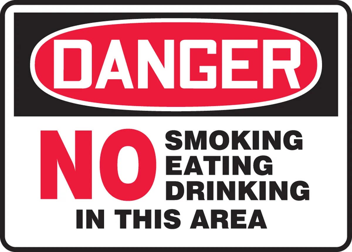AccuformNMC MSMK05 OSHA Danger Safety Sign, No Smoking Eating Drinking In This Area