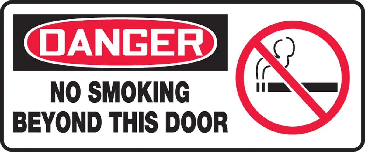AccuformNMC MSMK103 OSHA Danger Safety Sign, No Smoking Beyond This Door, 7" H x 17" W
