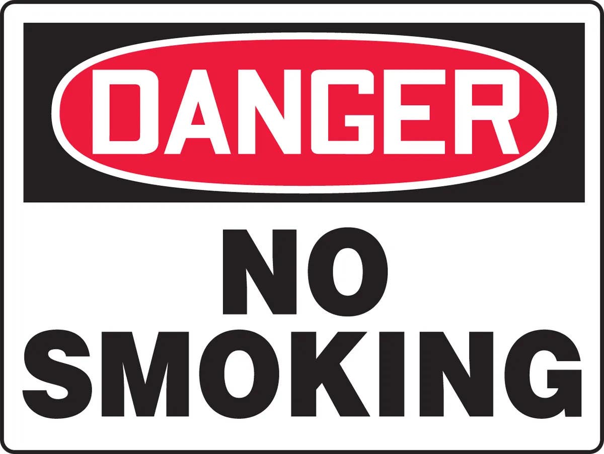 AccuformNMC MSMK116 Big OSHA Danger Safety Sign, No Smoking, 24" H x 36" W