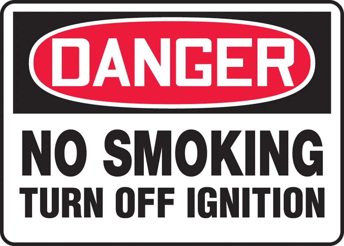 AccuformNMC MSMK130 OSHA Danger Safety Sign, No Smoking, Turn Off Ignition, 10" H x 14" W