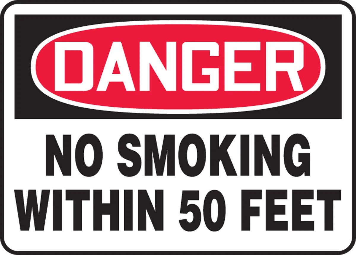 AccuformNMC MSMK2 OSHA Danger Safety Sign, No Smoking Within 50 Feet