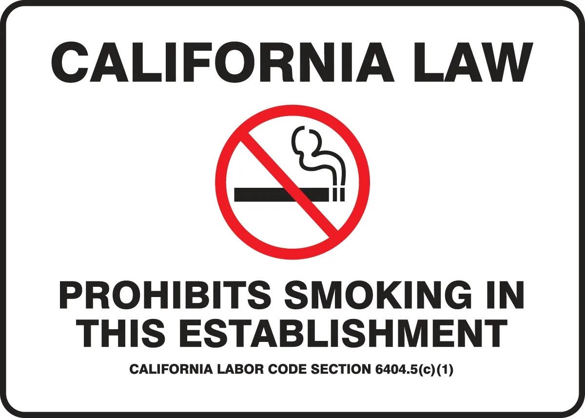 AccuformNMC MSMK39 California State Law Sign, Prohibits Smoking In This Establishment